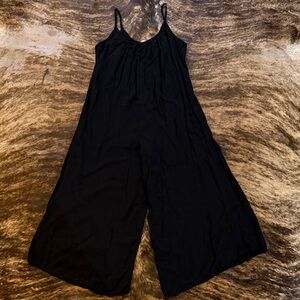 Black Wide-Leg Spaghetti-Strap Jumpsuit